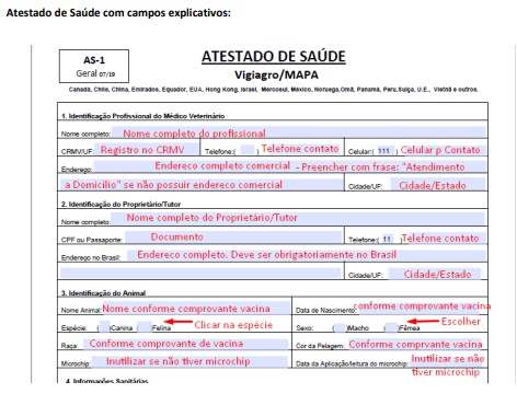 atestado de saude pet viagro